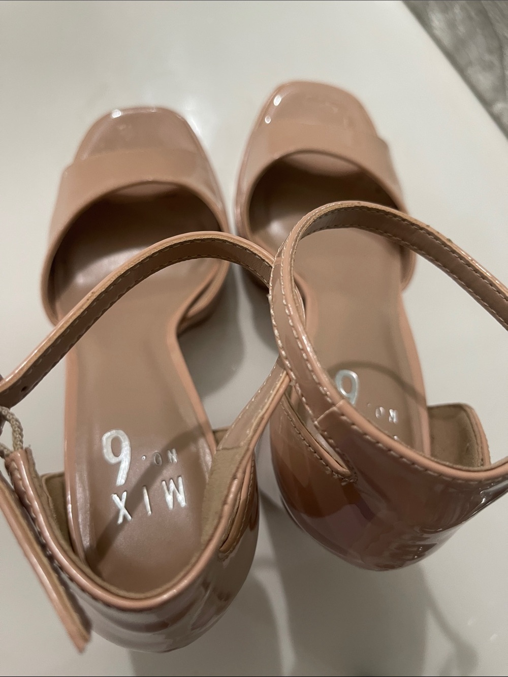 Mix No. 6 Nude Tan  Platform Block Heel Sandals Ankle Strap Sammir sz 6 - Picture 7 of 13